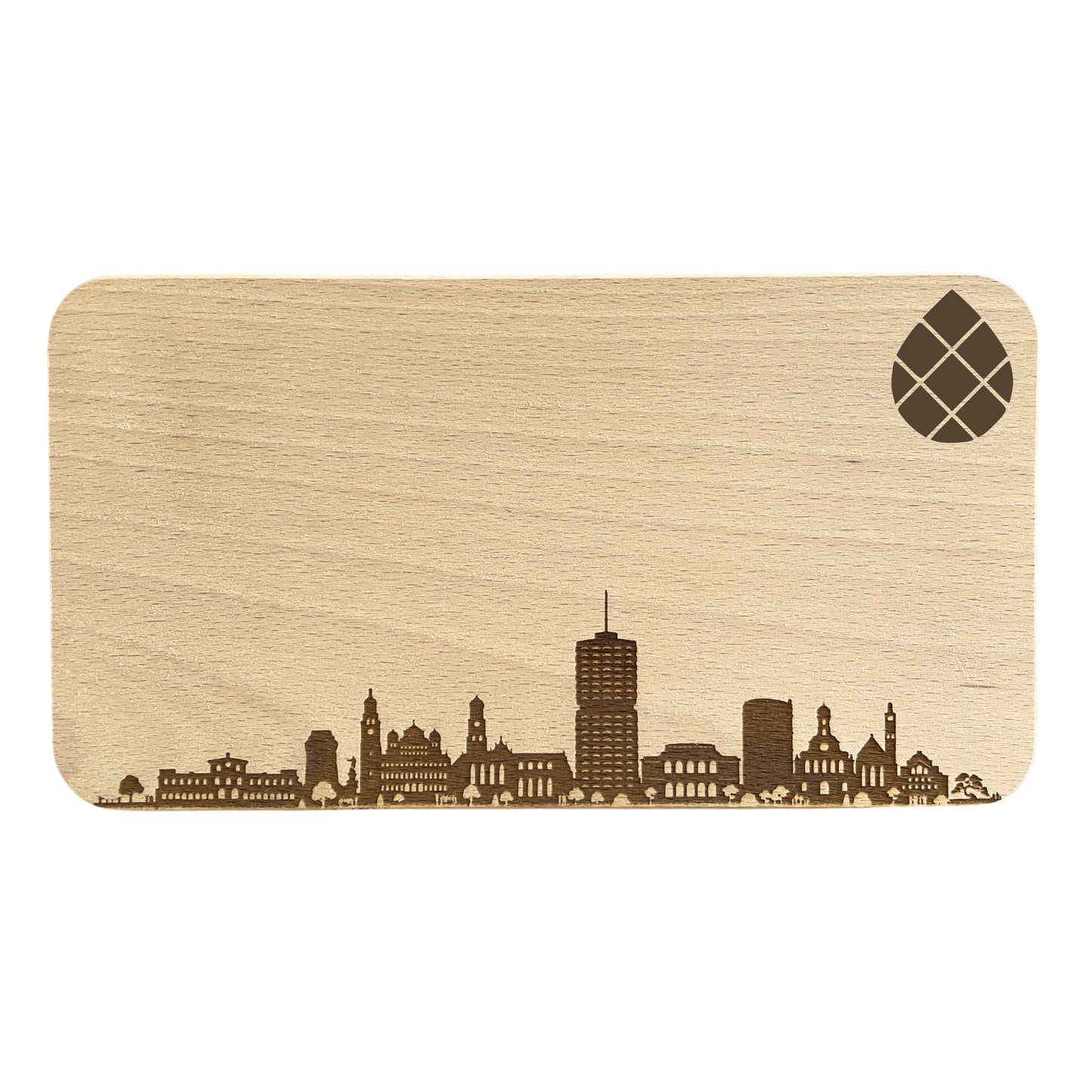 Schneidbrettchen mit Augsburg-Skyline und individueller Gravur