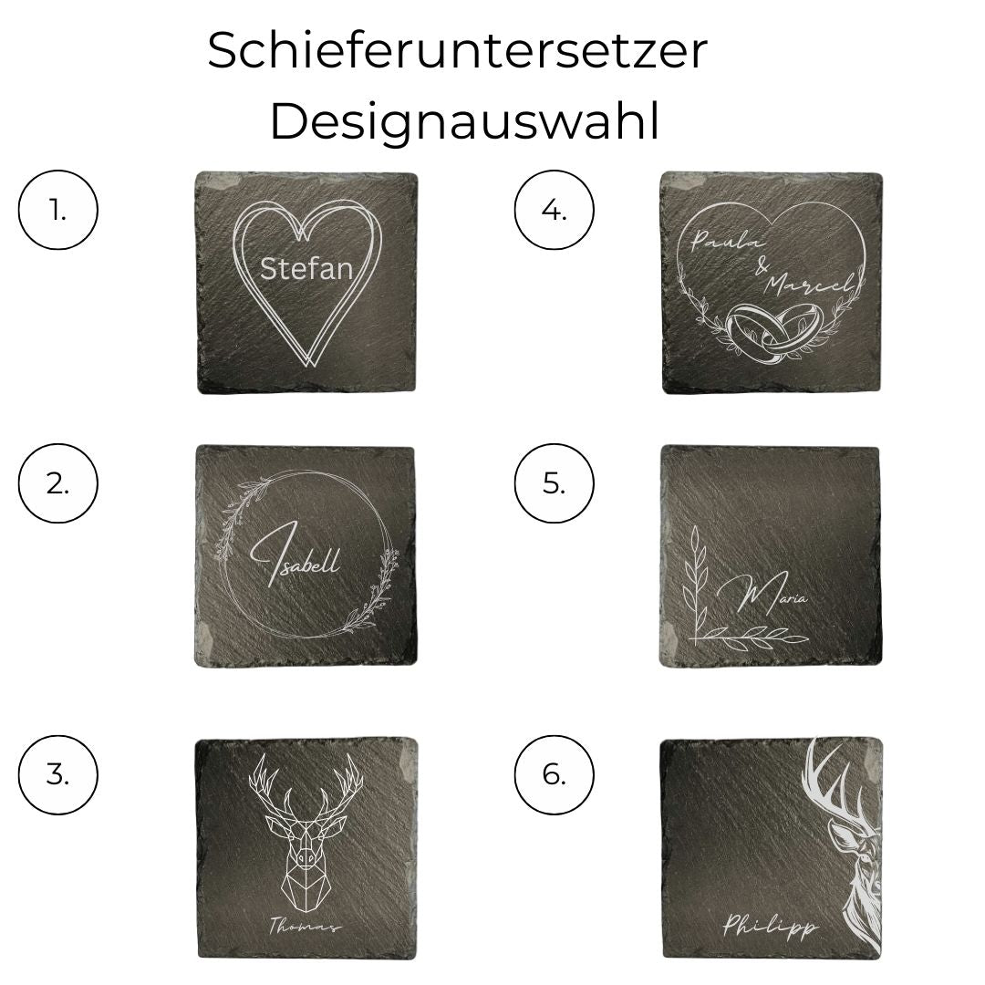 Schieferuntersetzer mit individueller Gravur